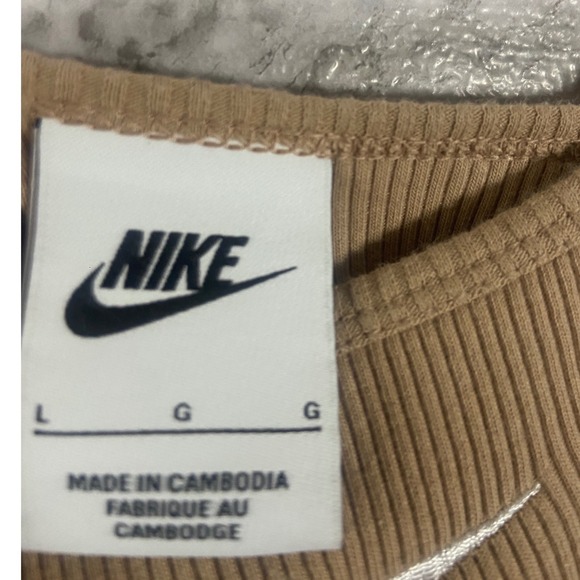 Nike Women's Ribbed Tank Dress Tan Beige Sz Large Bodycon Athleisure Y2K - Picture 4 of 8
